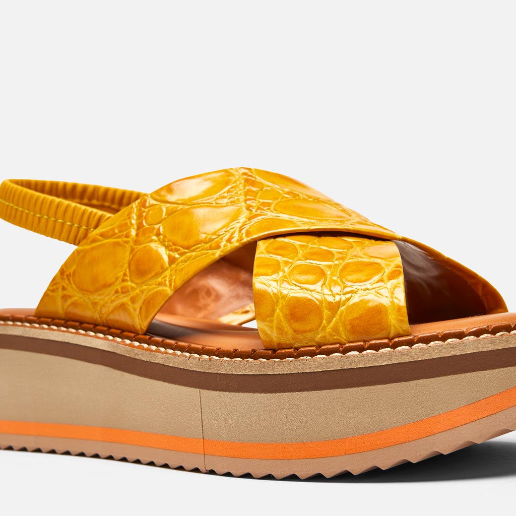 Sandales Freedom, Cuir de Veau Croco Mangue